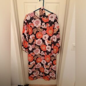NWOT SHEIN Floral Long Sleeve Maxi Dress - Black, Pink, Orange